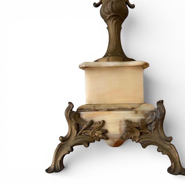 Pair of Antique Italian Bronze Candelabras With Marble Bases – 25” Tall For Sale - Image 4 of 6