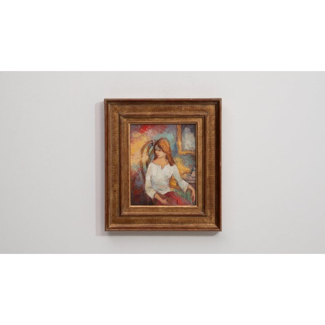 Mid 20th Century France Pink Canvas Painting For Sale - Image 4 of 15
