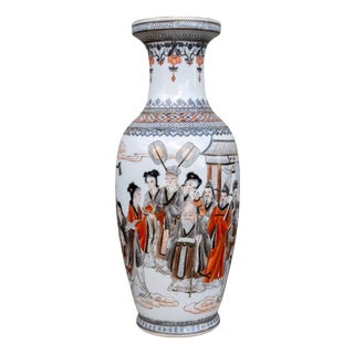 20th Century Chinese Famille Rose Grisaille & Iron Red Porcelain Vase For Sale