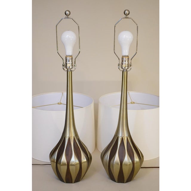 Matched Pair Laurel Maurizio Tempestini Atomic Modern "Roots" Aluminum Table Lamps 1960's For Sale - Image 10 of 11