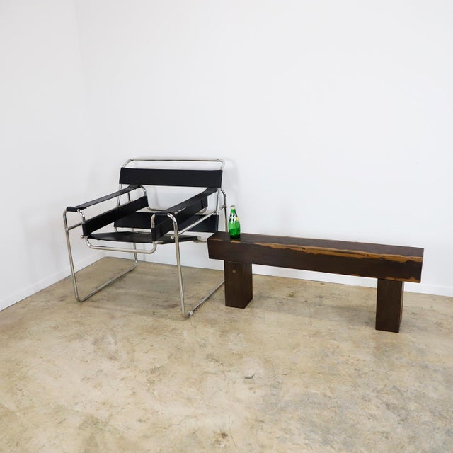 Solid Tropical Wood Abstract Bench For Sale - Image 6 of 6