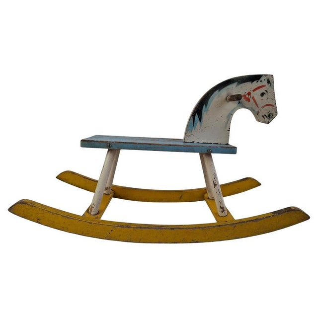 Mid-Century Hand-Painted Wooden Rocking Horse, Czechoslovakia, 1960s For Sale - Image 16 of 16