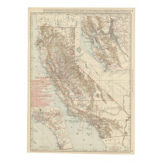 Antique Map of California, The Golden State from Rand McNally, 1899 For Sale
