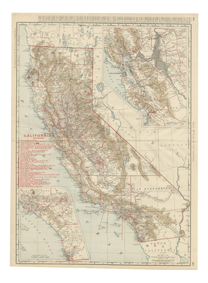 Antique Map of California, The Golden State from Rand McNally, 1899