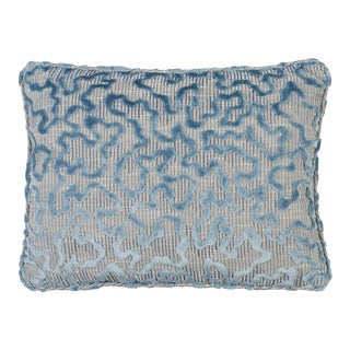 Schumacher Janis Velvet 16" Lumbar Pillow in Moonstone For Sale