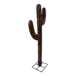 Signed Cactus Metal Floor Sculpture For Sale