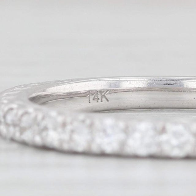 Metal New 0.33ctw Diamond Wedding Band 14k White Gold Sz 6.5 Stackable Ring Art Carved For Sale - Image 7 of 9