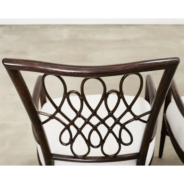 Set of Four Barbara Barry Rattan Script Dining Chairs For Sale - Image 14 of 18