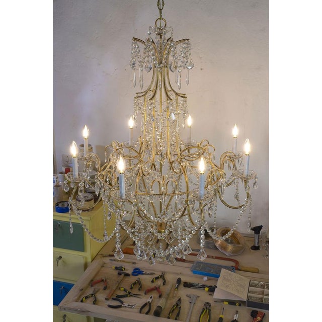 Gold Vintage Chandelier in Golden Metal, 1980s For Sale - Image 8 of 16