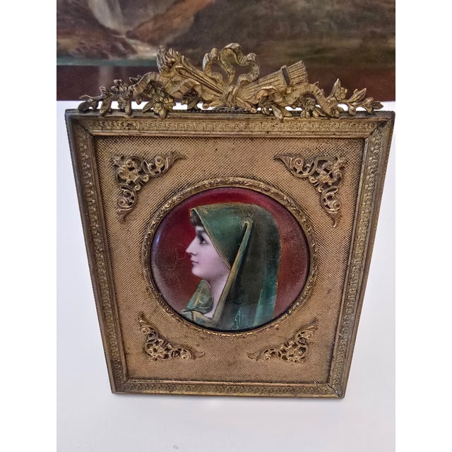 A very fine antique original miniature painting on enamel ( guaranteed over 150 years old all hand painted in it's...