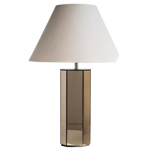 Very tall octagonal table lamp, 70cm high, made of smoked glass. Very elegant and chic. The size of the lamp is very...