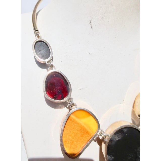 Modern Scandinavian Modern Amber and Silver Necklace For Sale - Image 3 of 8
