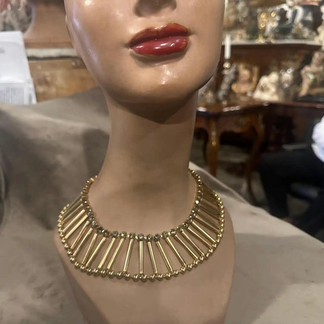 Metal 21st Century Art Deco Style Brass and Rhinostones Choker by Coppola E Toppo For Sale - Image 7 of 10