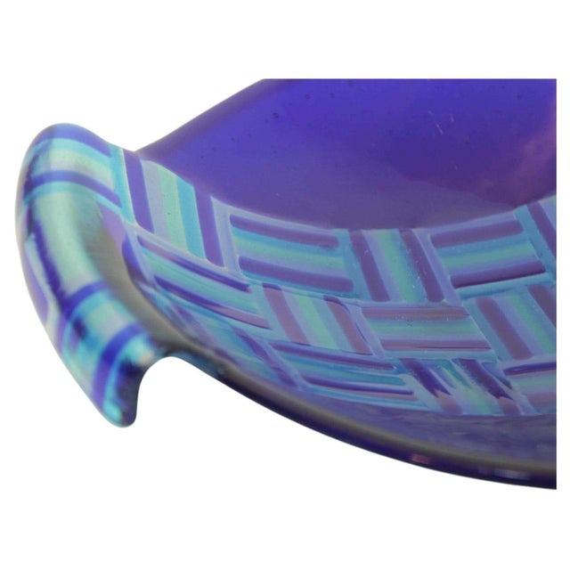 Vintage Postmodern Blue Fused Art Glass Sculptural Bowl, circa 1980 For Sale - Image 15 of 17