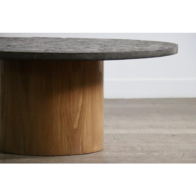 Wood Coffee Table in Fossil Stone and Oak by Peter Draenert for Draenert Studios, Germany, 1970s For Sale - Image 7 of 15