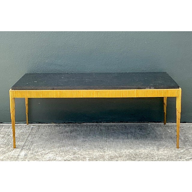 Vintage Gilt Metal and Stone Cocktail Table For Sale - Image 4 of 10