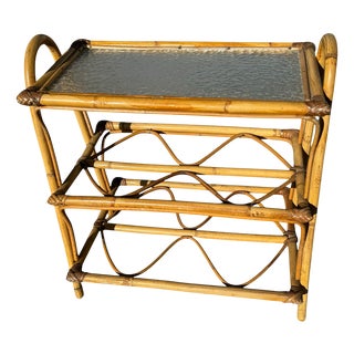 Rattan and Glass Shelf in the style of Rohe Noordwolde, 1950s For Sale