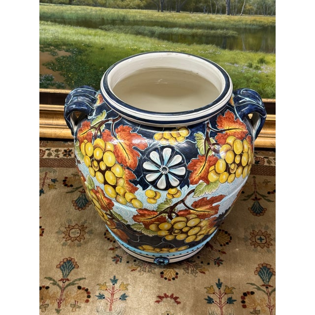 Blue Contemporary Italian Majolica Urn For Sale - Image 8 of 12