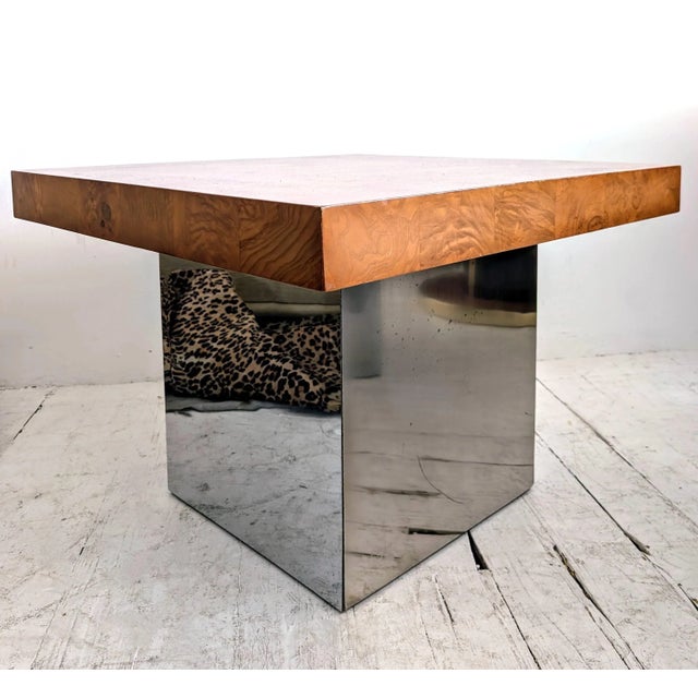 Mid-Century American Chrome and Burlwood Coffee Tables by Milo Baughman for Thayer Coggin, 1970s, Set of 2 For Sale - Image 11 of 18