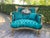 1980 French Artisan Louis XVI Gold Green Velvet Settee For Sale - Image 12 of 12