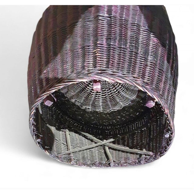 Dark Purple Rattan Lounge Chair, 1970s For Sale - Image 3 of 5