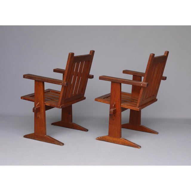 Oregon Pine Armchairs, 1930s, Set of 4 For Sale - Image 6 of 18