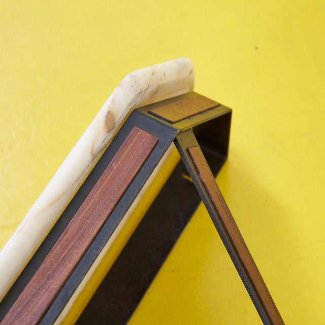 Metal Wall Console with Marble Tops, 1940s For Sale - Image 6 of 7