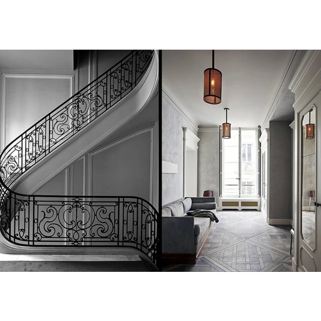 Not Yet Made - Made To Order Contemporary Design Frères "Cylindre" Patinated Brass & Raffia Pendant Lights - Set of 4 For Sale - Image 5 of 6