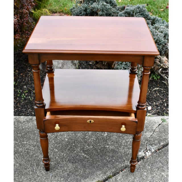 Brown Vintage Statton CherryWood Americana Style Side Table W/Drawer For Sale - Image 8 of 13
