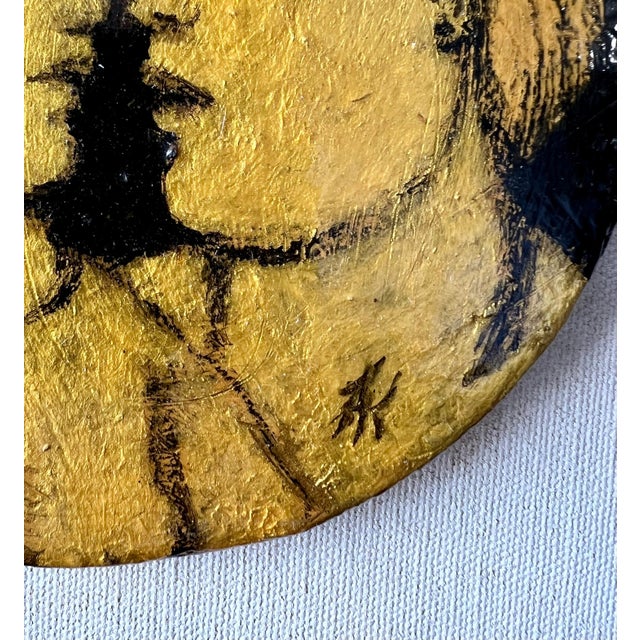 Yellow Frank Kleinholz, Glazed Ceramic Sculpture Plaque WPA Artist NYC Frank Kleinholz Couple of Lovers, c.1950's-1960's For Sale - Image 8 of 11