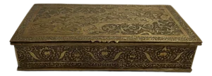 1920s Middle Eastern Hunting Scene Brass Box