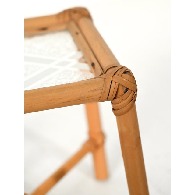 Bamboo Flower Holder with Opaque Glass, 1960s For Sale - Image 3 of 5