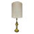 Vintage Hollywood Regency Brass & Saffron Yellow Torchiere Table Lamp For Sale