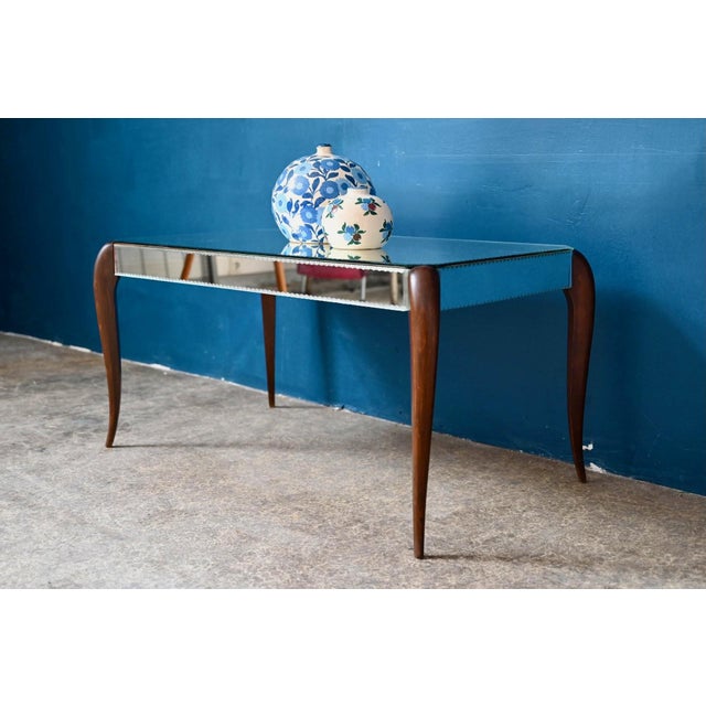 Bohemian Chic Art Deco Coffee Table with Beveled Mirror, 1940s For Sale - Image 6 of 18