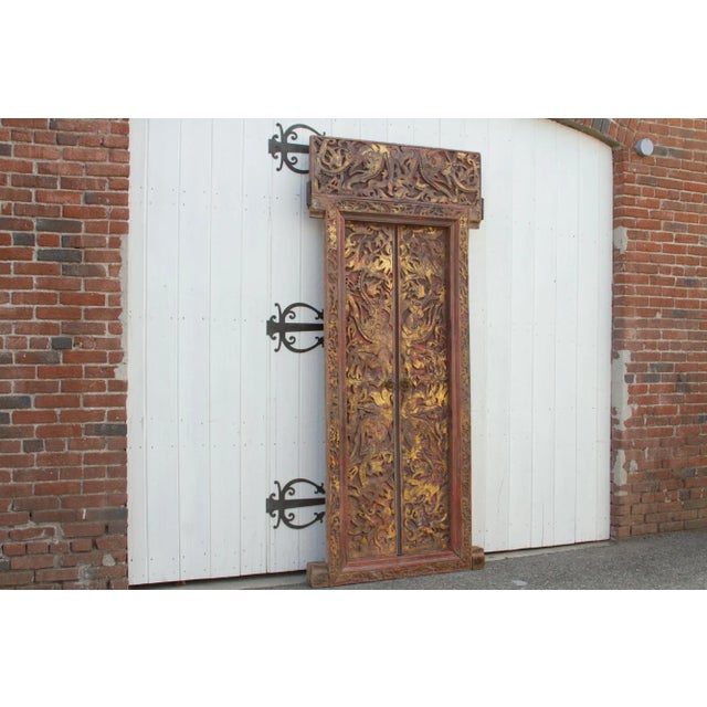 Antique Red & Gilt Thai Carved Doors Chairish