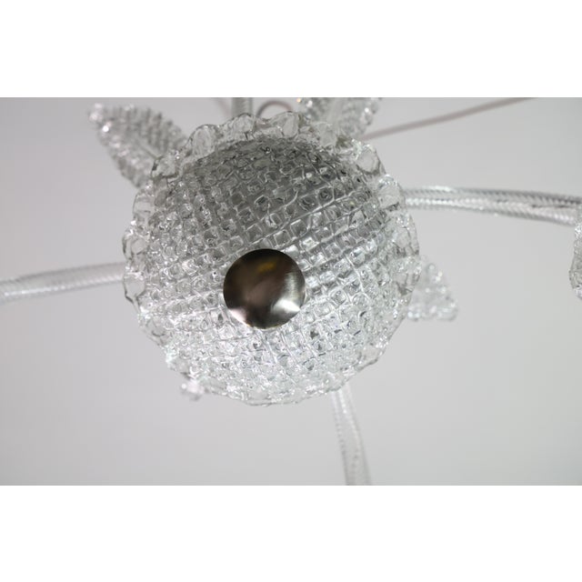 White Art Deco Chandelier 4 Light by Barovier & Toso Murano Glass, 1950s For Sale - Image 8 of 12