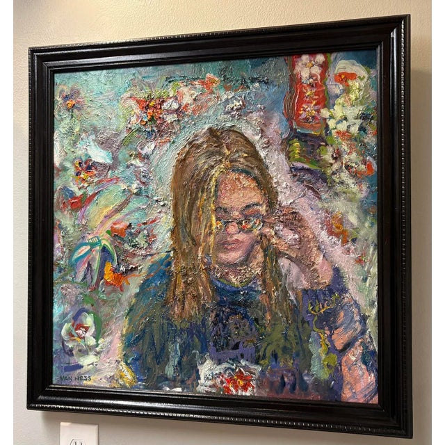 "The Girl With Kaleidoscope Eyes", Figurative Oil Painting, Abstract Art, Framed For Sale In Saint Louis - Image 6 of 8