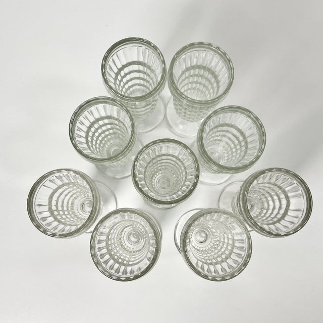 Glass 1940s Hollywood Regency Boho Chic Glass Dessert Parfait Cups - Set of 9.. For Sale - Image 7 of 10