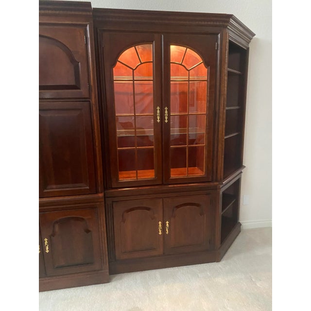Pennsylvania House Pennsylvania House Cherry Wood Lighted Etagere/Display/Wall Unit With Cabinet With Doors 5 Piece Excellent Condition. For Sale - Image 4 of 15