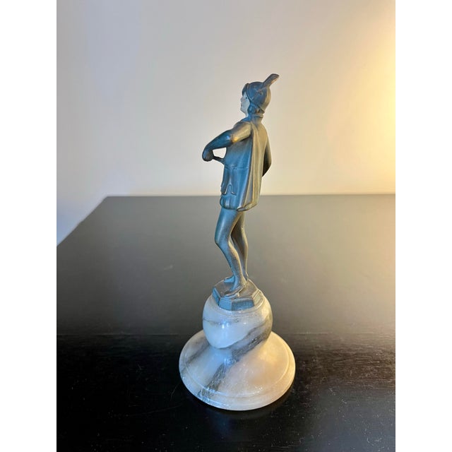 Bronze Vintage French Art Deco Bronze Soldier on Marble Base For Sale - Image 8 of 10