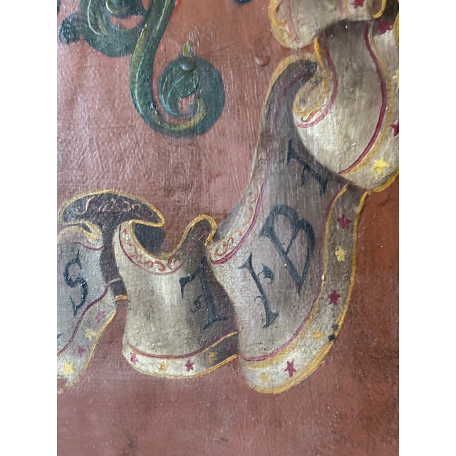 Hand Painted Oil on Wood Memento Mori Coat of Arms Heraldry Wall Plaque For Sale - Image 4 of 12