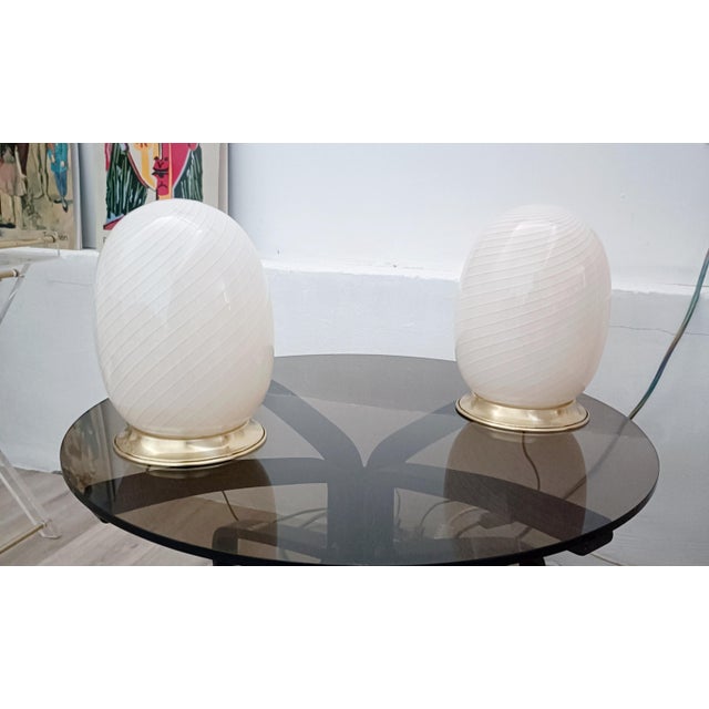 Beige Murano Glass Egg Lamps, 1970s, Set of 2 For Sale - Image 8 of 8