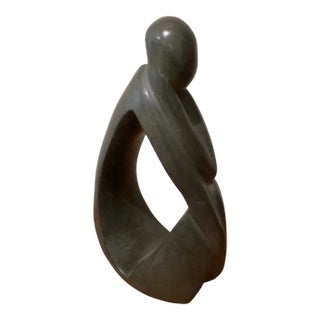 Mid 20th Century Modernist Shona Carved Stone Sculpture Artist Signed For Sale