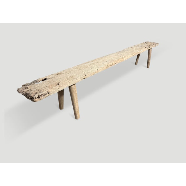 2010s Andrianna Shamaris Antique Teak Wood Long Bench For Sale - Image 5 of 6