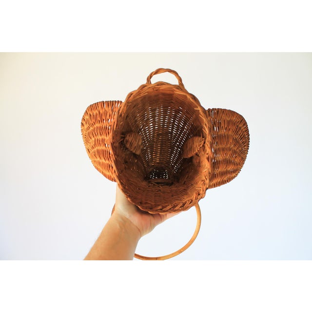 Vintage Wicker Elephant Head Towel or Scarf Holder For Sale - Image 10 of 10