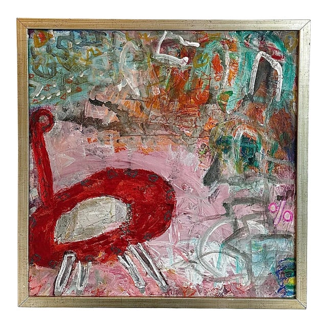 Modern Abstract Painting "Wicket Watching" For Sale