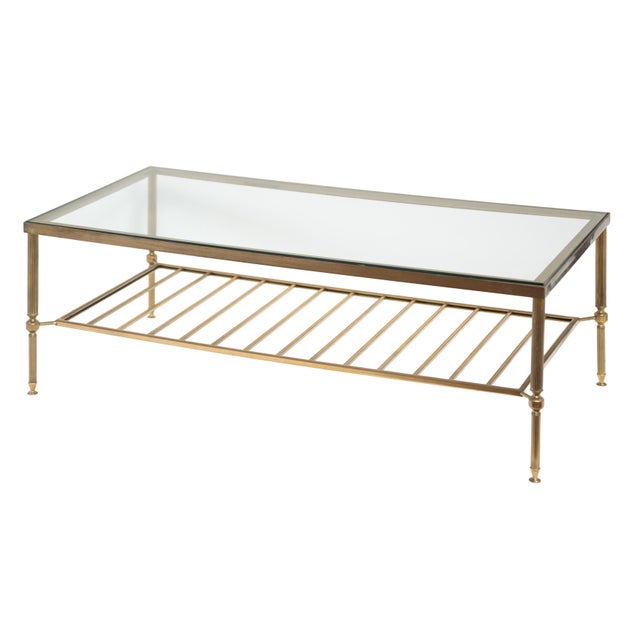 French French Modern Cocktail or Coffee Low Table of Brass and Glass For Sale - Image 3 of 10