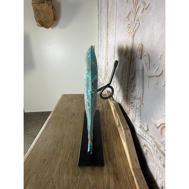 Folk Art Copper Pig Weathervane Object on Iron Base For Sale - Image 9 of 10