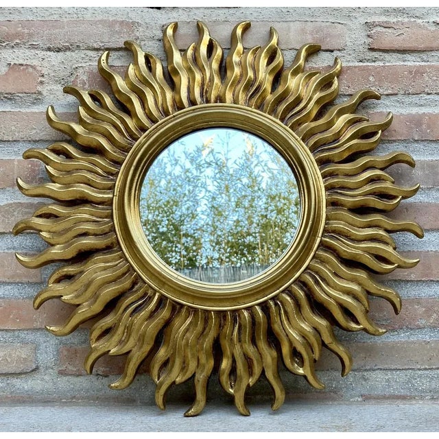 Mid-Century French Sunburst Mirror in Gold, 1950s For Sale - Image 12 of 12