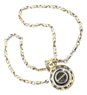 1970s Bulgari Yellow Gold Steel Diamond Horoscope Zodiac Pendant Necklace